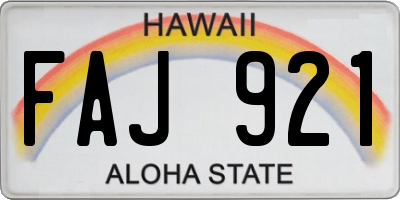 HI license plate FAJ921
