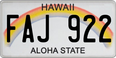 HI license plate FAJ922