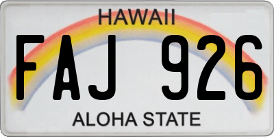 HI license plate FAJ926