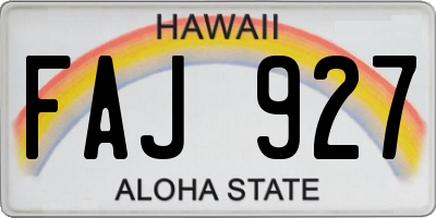 HI license plate FAJ927