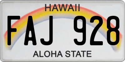 HI license plate FAJ928
