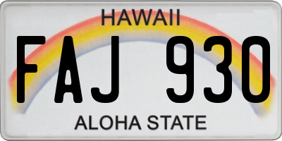 HI license plate FAJ930