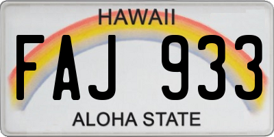 HI license plate FAJ933