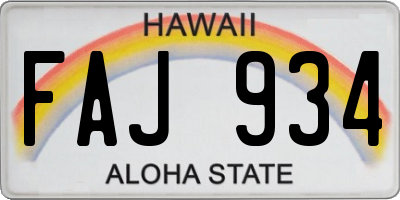 HI license plate FAJ934