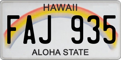 HI license plate FAJ935