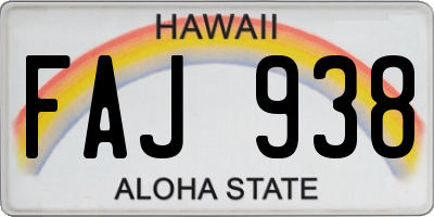 HI license plate FAJ938
