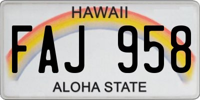 HI license plate FAJ958