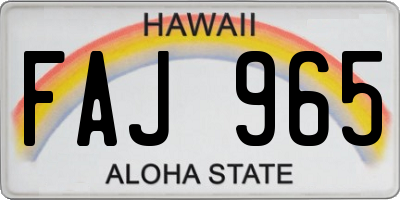 HI license plate FAJ965