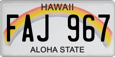 HI license plate FAJ967