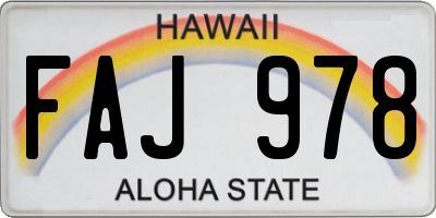 HI license plate FAJ978