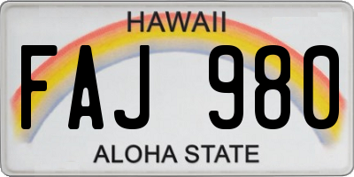 HI license plate FAJ980