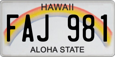 HI license plate FAJ981