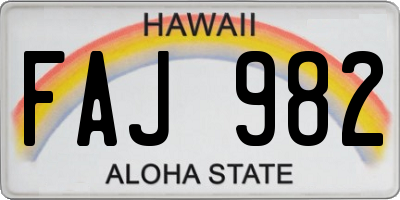 HI license plate FAJ982