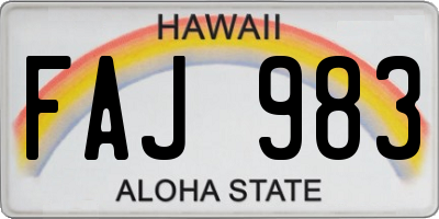 HI license plate FAJ983