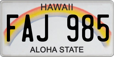 HI license plate FAJ985