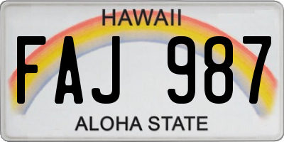 HI license plate FAJ987
