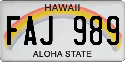 HI license plate FAJ989