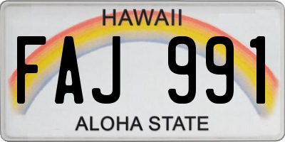 HI license plate FAJ991