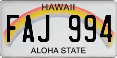 HI license plate FAJ994