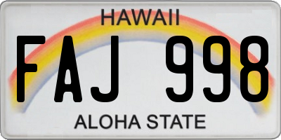 HI license plate FAJ998