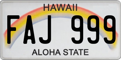 HI license plate FAJ999