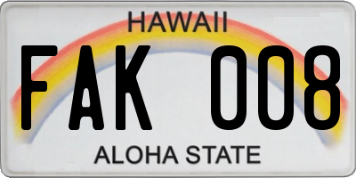 HI license plate FAK008