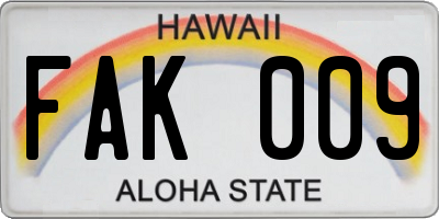 HI license plate FAK009