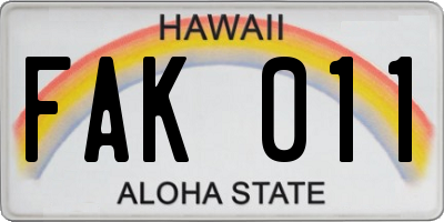 HI license plate FAK011