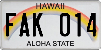 HI license plate FAK014