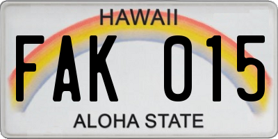 HI license plate FAK015