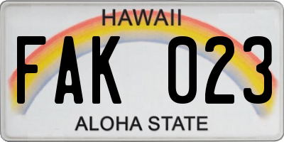 HI license plate FAK023