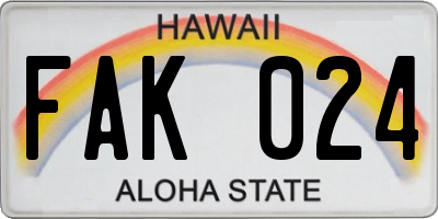 HI license plate FAK024