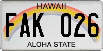 HI license plate FAK026