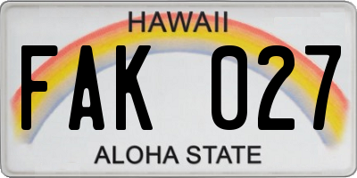 HI license plate FAK027