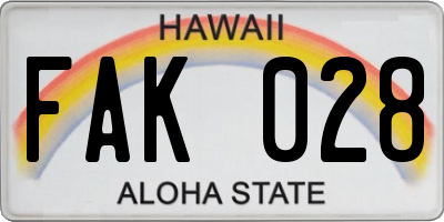 HI license plate FAK028