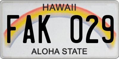 HI license plate FAK029