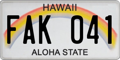 HI license plate FAK041