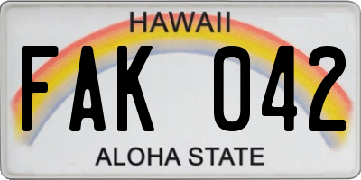 HI license plate FAK042