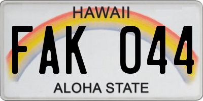 HI license plate FAK044