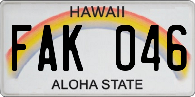 HI license plate FAK046