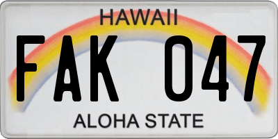 HI license plate FAK047