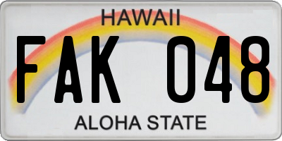 HI license plate FAK048