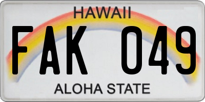 HI license plate FAK049