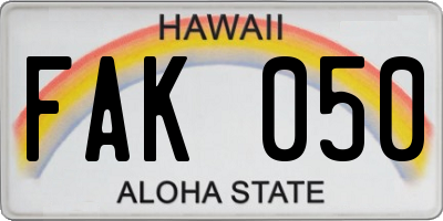 HI license plate FAK050