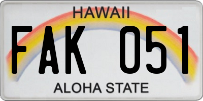 HI license plate FAK051