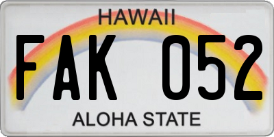 HI license plate FAK052