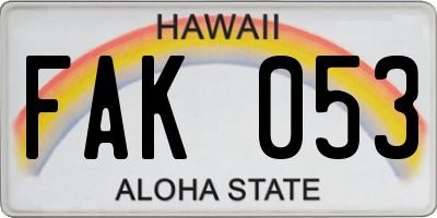 HI license plate FAK053