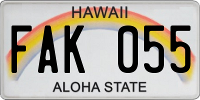 HI license plate FAK055