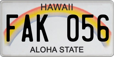HI license plate FAK056