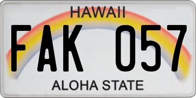 HI license plate FAK057